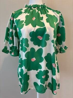 Entro Short Sleeve Top Womens Small Excellent Condition Pink/Green/White